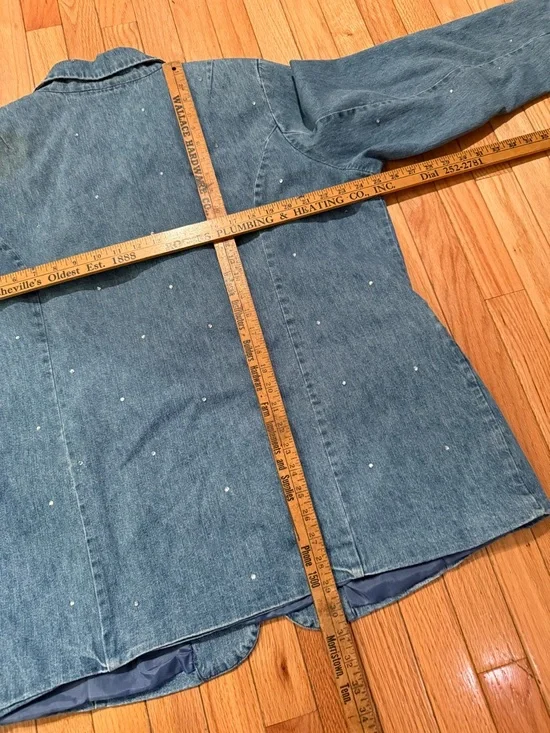 VTG Quacker Factory Denim Jacket Sequins- 1X - Picture 7 of 9